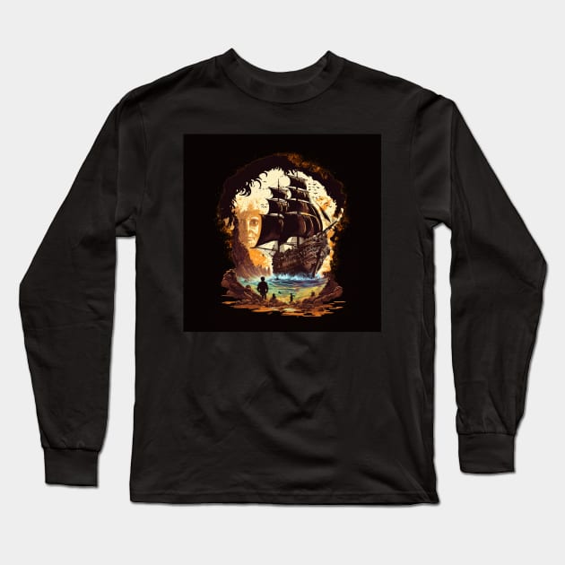 Pirate Ship - the goonies Long Sleeve T-Shirt by Buff Geeks Art